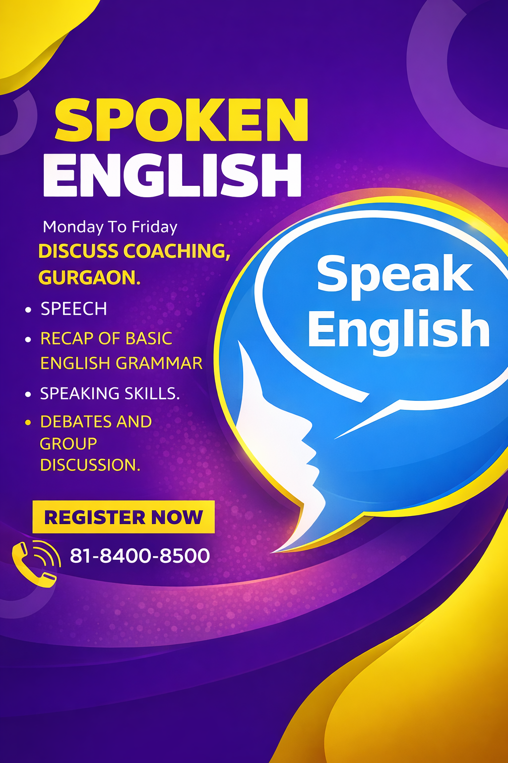 Best English Speaking Institute In Gurgaon | 8184008500 |Discuss Coaching